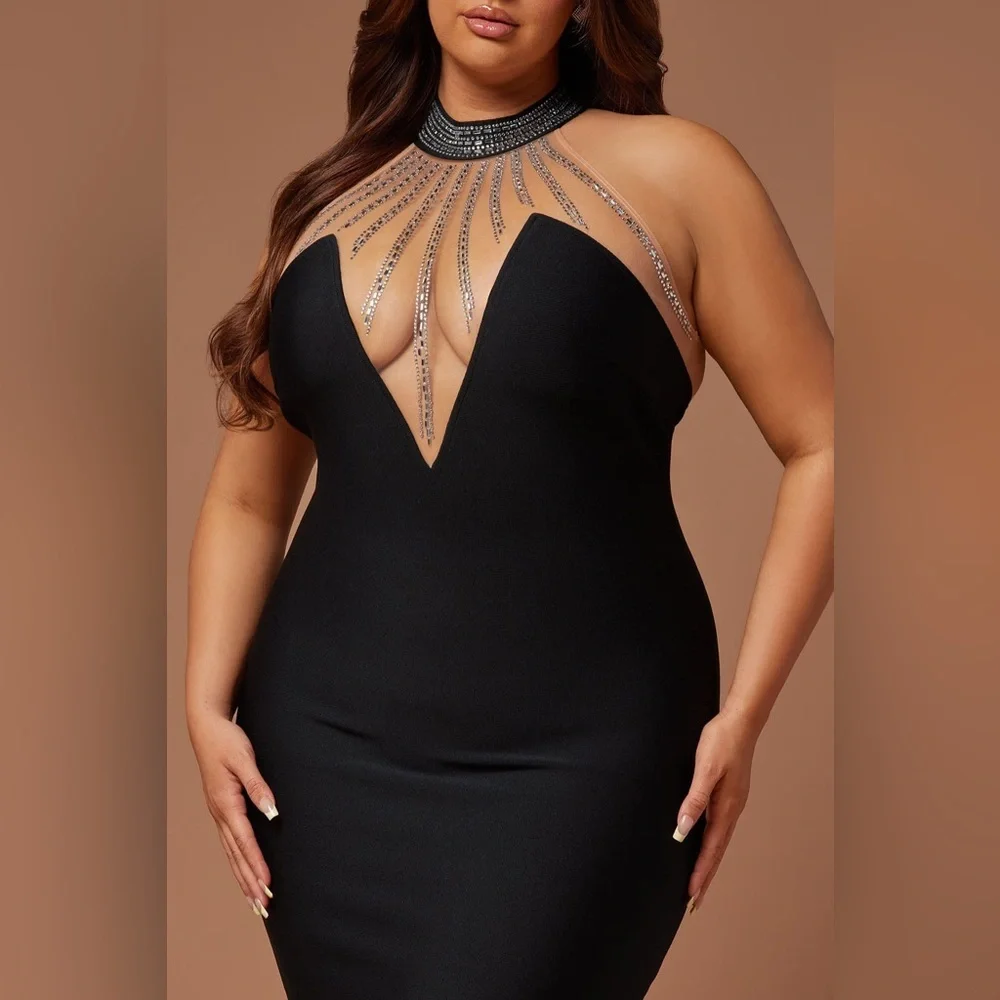 FASHION NOVA | Lina Embellished Bandage Mini Dress - Picture 4 of 15